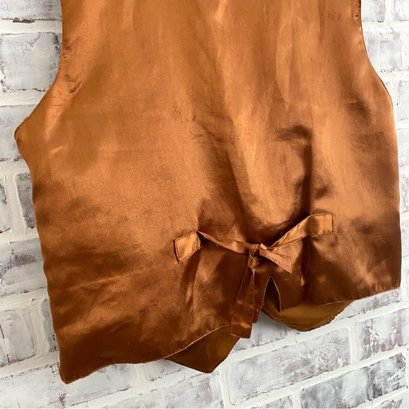 Vintage Suede Leather Vest • Brown Tan Embroidered Vintage Vest • AJ Leather - Picture 7 of 9
